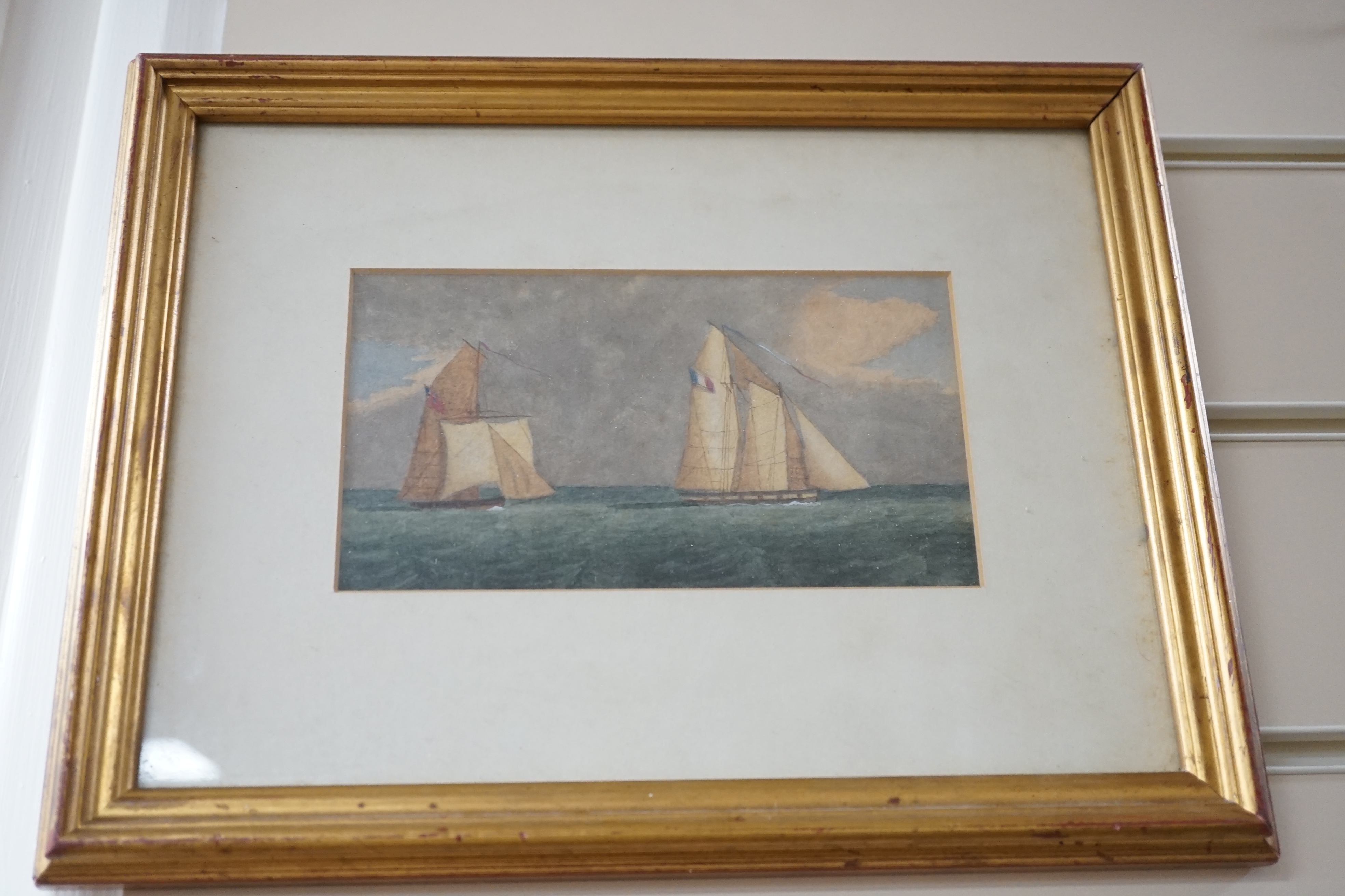 J. W. Ramsey (19th C.), set of three watercolours, Naval Ships, two with ink annotations verso, 9.5 x 16.5cm